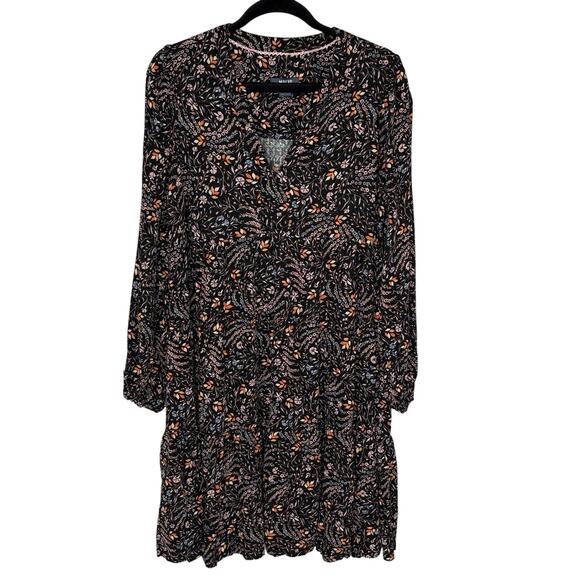 Anthropologie Maeve Swing Dress Long Bishop Slv Floral Boho Dark Romantic Sz L - Picture 1 of 5